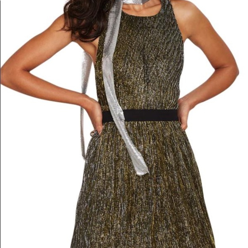 WYLDR Nasty Gal Pleated Metallic Dress